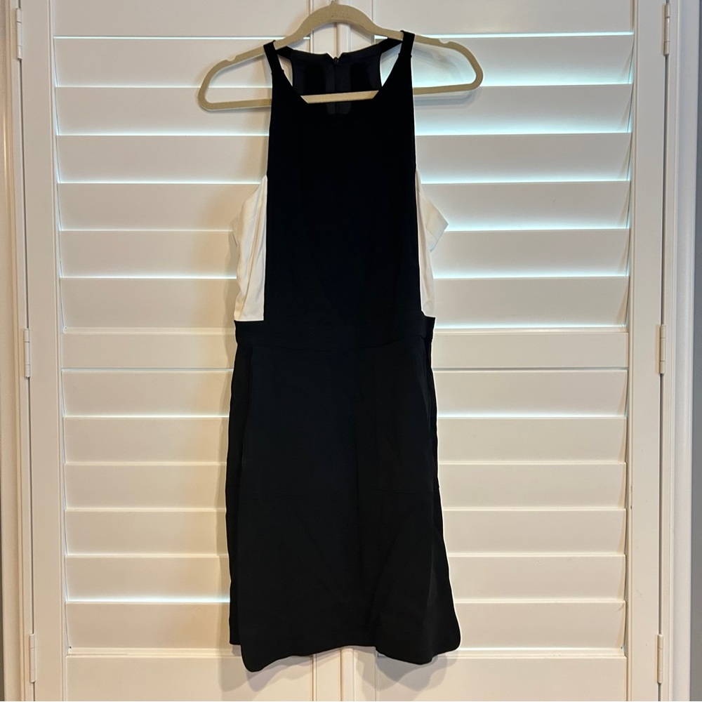 A.L.C Halter Style Shift Dress with White Side Panel Detail Black White Size 10